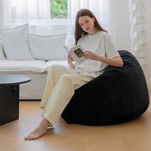 Puf sillón cama de 3 pies de diámetro (36"x36"x24") acogedor para adultos y niños, sillón perezoso de gran tamaño, sofá cama grande, relleno de espuma de alta densidad - Negro - Ver 7