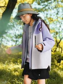 Balabala Girls' Hooded Jacket Set Stylish Spring 2024 Outerwear - Purple - View 3