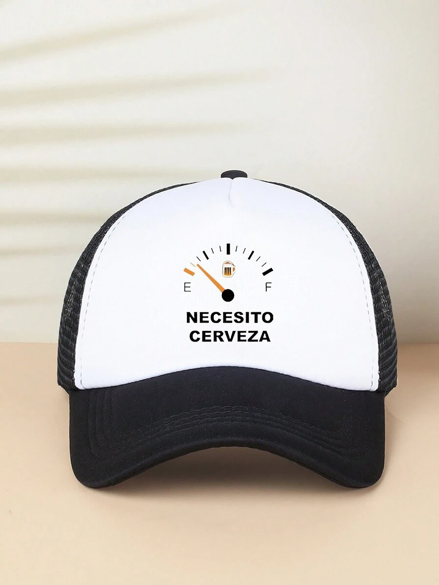 1pc Breathable Mesh Letter 'necesito' Printed Baseball Cap, Adjustable Unisex Trucker Hat For Outdoor