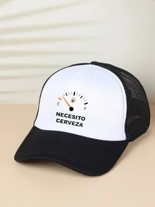 1pc Breathable Mesh Letter 'necesito' Printed Baseball Cap, Adjustable Unisex Trucker Hat For Outdoor