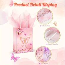 10 Túi quà hình bướm, Túi quà tiệc bướm, Túi quà tiệc bướm, Túi kẹo màu hồng tím, Túi giấy có quai, Túi đựng quà Túi quà cô dâu Túi đựng kẹo Túi gói quà hình hoa bướm, Cho bé gái Đồ dùng tiệc sinh nhật hình bướm, Tiệc mừng em bé - Nhiều màu - Xem 4