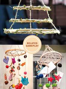 10 piezas de atrapasueños beige con decoración de plumas, decoración colgante para boda al aire libre, aro de bambú para carillón de viento, decoración de estilo mori para pared del hogar y dormitorio, regalo y decoración para Halloween y Navidad