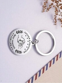 不锈钢“爸爸”钥匙扣，女儿赠送的有趣钥匙圈礼物，休闲、可爱、优雅，适合父亲生日、父亲节、圣诞节 - 銀色 - 查看 4