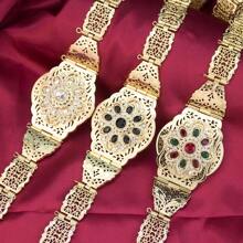 1piece Elegant Morocco Caftan Belt Metal Arabesque Buckle Women Dress Ornament Summer, School Fall, Autumn, Halloween - Classic Moroccan Belt - View 1