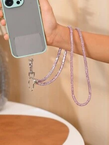 1pc Multi-Color Fashion Rhinestone Decorated Long Phone Lanyard, Keychain, Bag Pendant, Suitable As Valentine's Gift For Lovers, Friends, Compatible With All Phone Models Gifts For Mother, Family, Friends, Birthday, Holiday Phone Charm, Phone Chain
