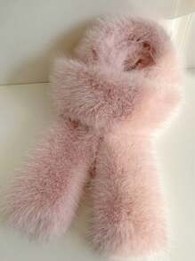 1pc Fluffy Scarf, Fashionable Soft Fuzzy Long Scarf Shawl, Warm For Party, Ceremony