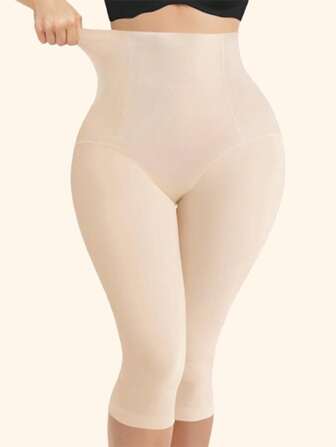 Kvinnors enfärgade hög midja Body Shaping Capri Leggings, Sport