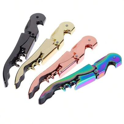 Opener, Stainless Steel Double Hinge Corkscrew Professional Waiter Bottle Opener For Restaurant Waiters Or Bartenders, For Outdoor, Camping, Gift For Father