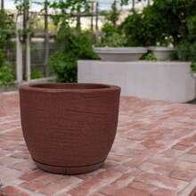 Polyethylene Cone Vase Graffito With Plate Sun-Resistant, Does Not Lose Color 6 Liters Modern Design - 鏽棕色 - 查看 2