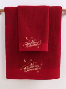 QIBHI 3/2/1 pezzi Asciugamano da bagno o da mano ricamato con "Buon Natale", cappello di Natale, pupazzo di neve, regalo di Natale, asciugamano da festa/da bagno, decorazione natalizia, asciugamani da doccia per salone di bellezza, hotel, sport, articoli per la casa, asciugamano, asciugamano da bagno per la cura della pelle
