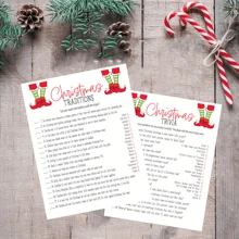 20 张圣诞派对游戏卡 - 双面圣诞琐事和传统，非常适合家庭和班级聚会，无需电池 - 彩色 - 查看 5