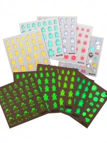 Miếng dán móng tay nổi 5D có đèn ngủ và keo mềm, miếng dán móng tay hình rùa hoạt hình 5D, đồ trang trí móng tay tự làm cho Giáng sinh, ngày lễ và các bữa tiệc. - Nhiều màu - Xem 5