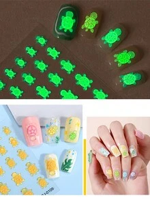 Miếng dán móng tay nổi 5D có đèn ngủ và keo mềm, miếng dán móng tay hình rùa hoạt hình 5D, đồ trang trí móng tay tự làm cho Giáng sinh, ngày lễ và các bữa tiệc. - Nhiều màu - Xem 4
