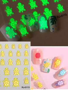 Miếng dán móng tay nổi 5D có đèn ngủ và keo mềm, miếng dán móng tay hình rùa hoạt hình 5D, đồ trang trí móng tay tự làm cho Giáng sinh, ngày lễ và các bữa tiệc. - Nhiều màu - Xem 3