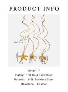 1 件优雅奢华海龟、海星和贝壳吊坠项链，18k 镀金，防水、时尚、百搭，适合女性 - 項鍊 - 查看 5