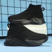 Giày tất dệt kim cổ cao dành cho nữ, giày thể thao đế mềm nhẹ, thoáng khí và thoải mái khi đi bộ - màu đen - Xem 2