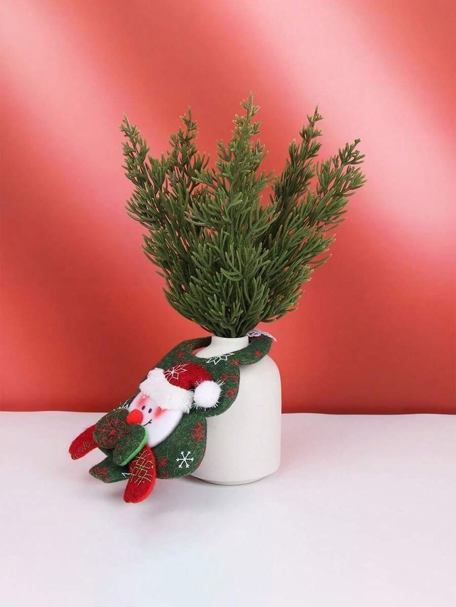 5 PIEZAS Decoración de pino simulado navideño, accesorios de decoración de jarrón artificial, decoración de mesa de hogar festivo de plantas verdes - Multicolor - Ver 1