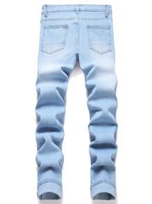 Men's Casual Skinny Distressed Denim Jeans - Light Wash - View 2
