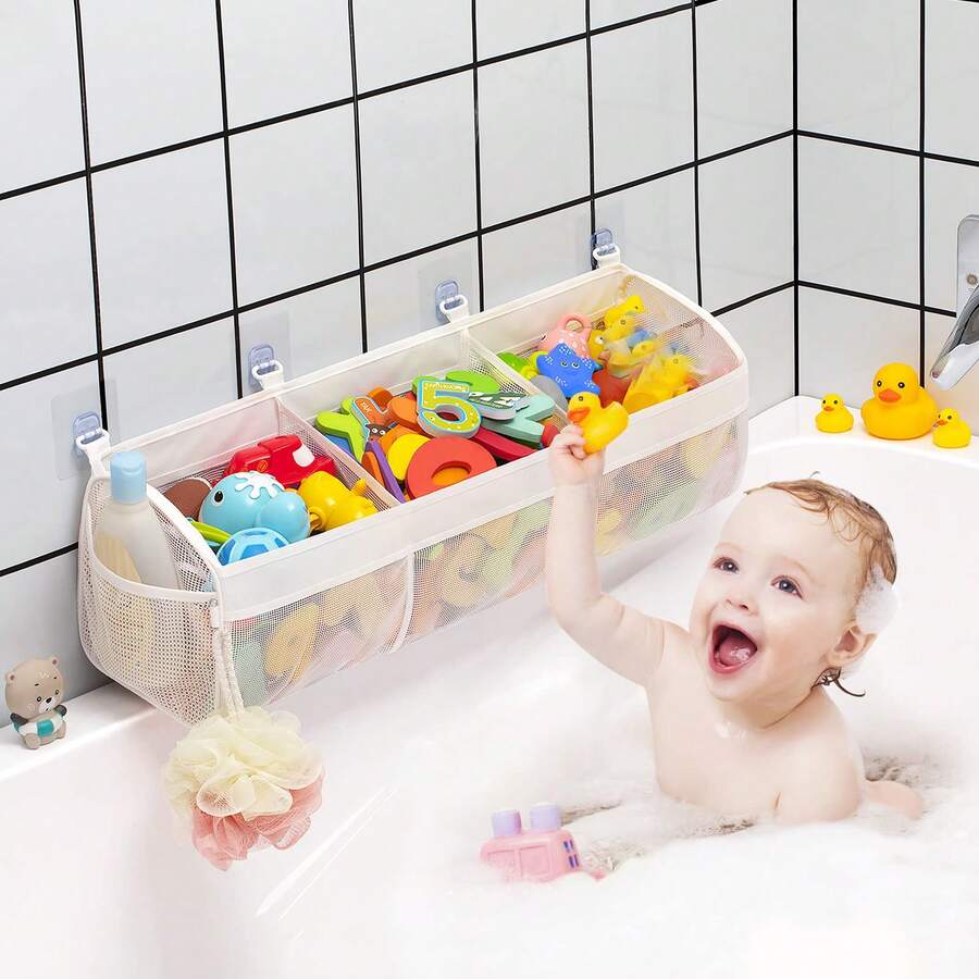 3Tier Horizontal Large Open Bathtub Toy Storage Rack, Upgraded