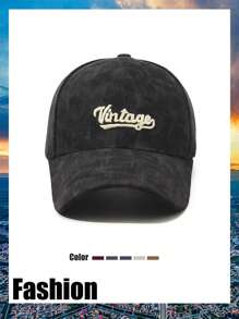 1 chiếc mũ lưỡi trai thêu chữ Corduroy mới, mũ lưỡi trai thêu chữ thời trang ngoài trời, mùa thu/đông - nhiều màu - Xem 8