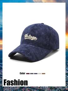 1 chiếc mũ lưỡi trai thêu chữ Corduroy mới, mũ lưỡi trai thêu chữ thời trang ngoài trời, mùa thu/đông - nhiều màu - Xem 5