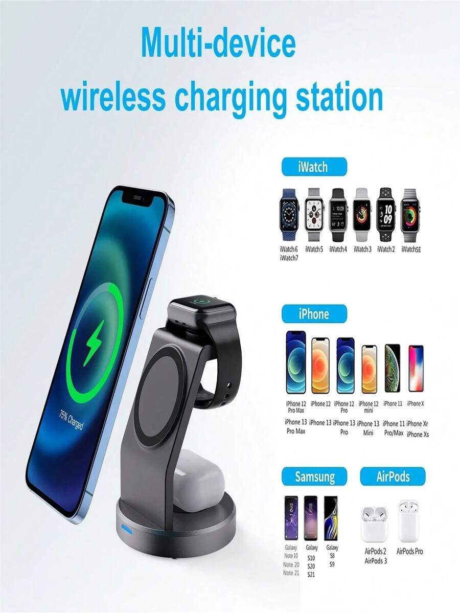 3 In 1 Wireless Charger Stand Compatible With Iphone 15 14 13