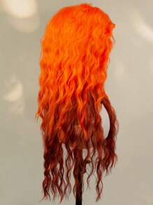 Billowig Orange Gradient Long Curly Wave Layered Synthetic Natural Fluffy Wig For Woman Valentine's Day Party Cosplay Daily Use 28 Inch - 漸層 - 查看 5