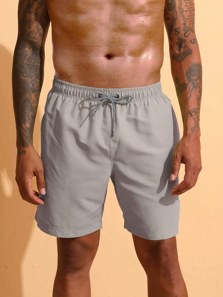 Sue Moda Bermuda Shorts Elastane 3 Pockets Men's Preppy Adult Surf Beach Pool Quick Dry Gym Training - 淺灰色 - 查看 1