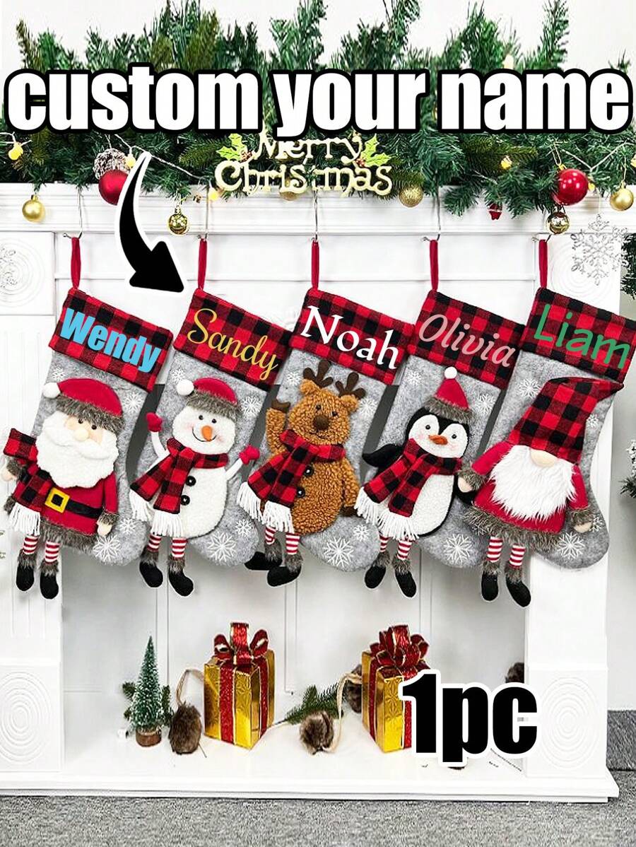 1 pieza Calcetín de Navidad personalizado con nombre, Calcetín de Navidad personalizado, Calcetines de Navidad con nombres, Calcetines de Navidad personalizados, Decoraciones de Navidad, Decoraciones de Navidad para el hogar, Calcetines de Navidad a granel, Regalos de Navidad personalizados para mujeres, madres, mamás, hombres, padres, papás, novios, novias, esposas, esposos, niñas, niños, bebés, niños, perros, gatos, mejores amigos, adolescentes, él, ella, parejas, mejores amigas, novias, damas de honor, parejas, abuelas, abuelos, hermanas, hermanos