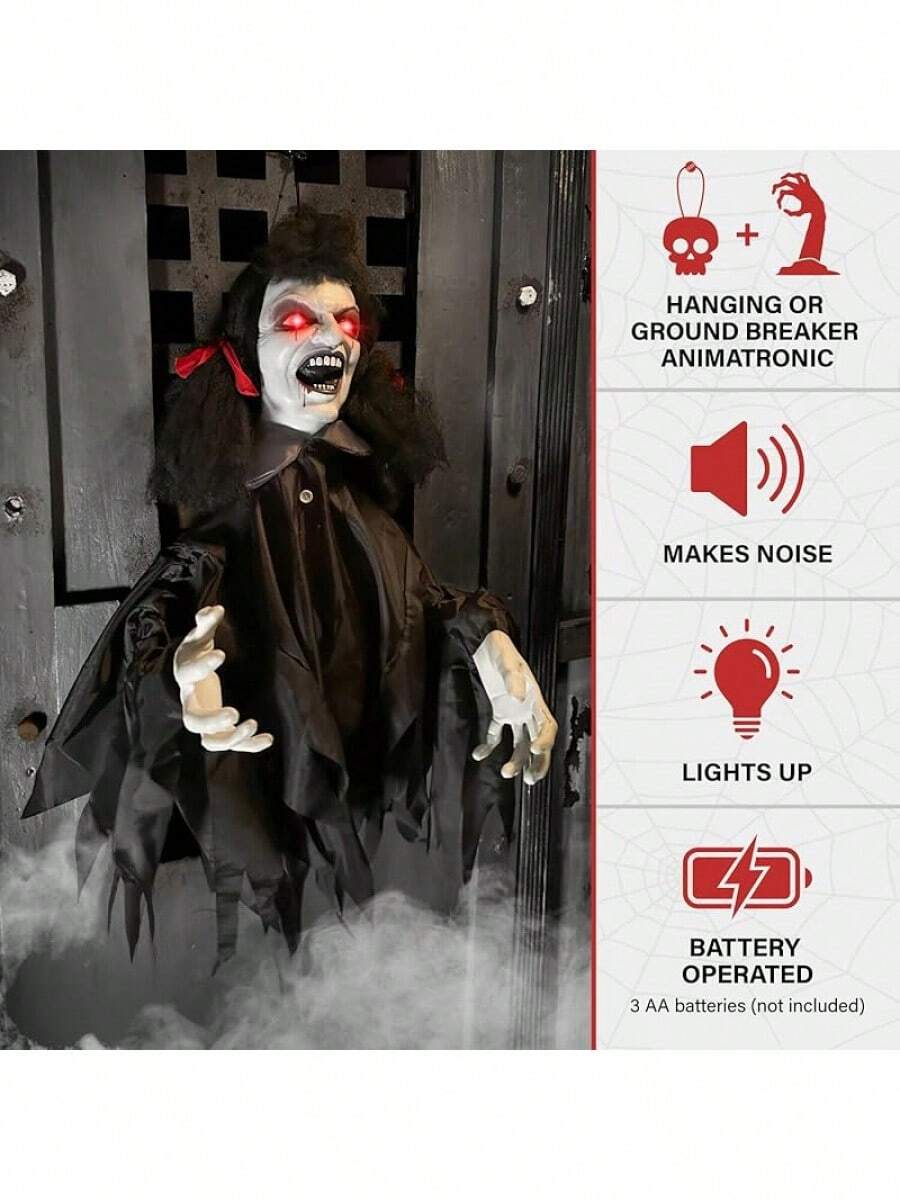 Haunted Hill Farm UpsideDown Zombie Woman Animatronic With Trapeze