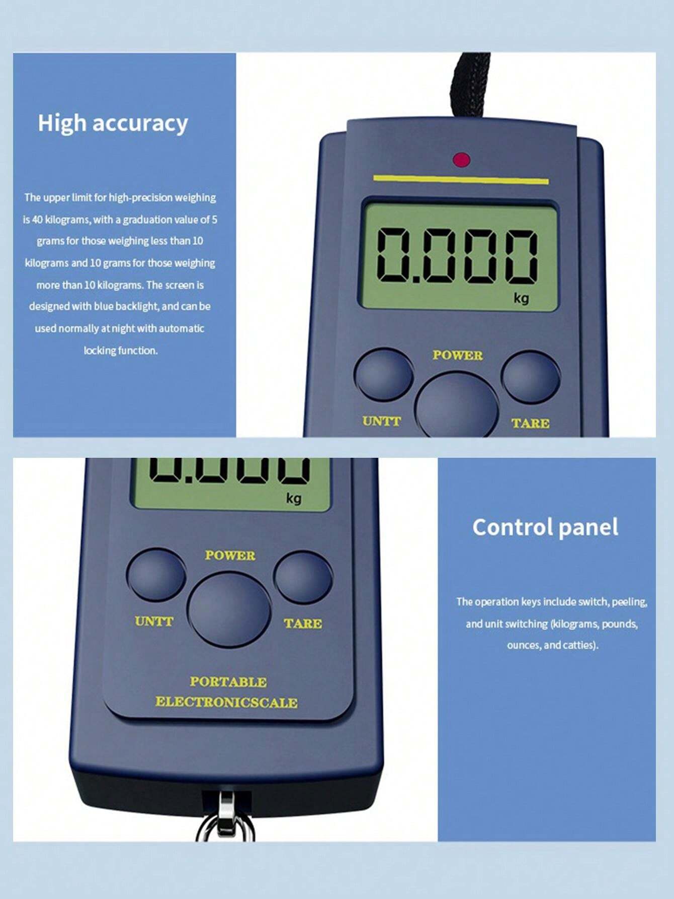 1 balance électronique portable à main, balance à bagages avec crochets