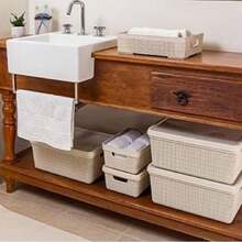 15 Liters Plastic Storage Box With Lid For Bathroom, Office, Kitchen - Xám - Xem 6