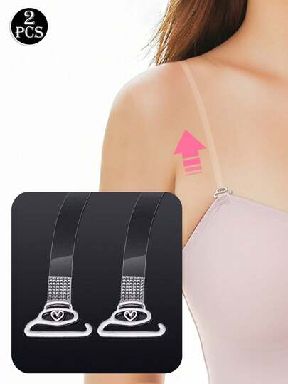 2pcs/Set Women's Transparent Invisible Anti-Slip Bra Straps, Spaghetti Straps Underwear Accessories