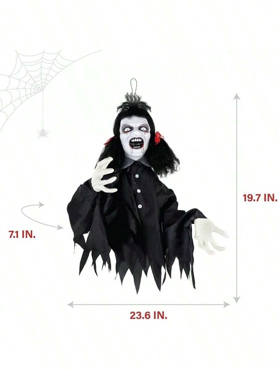 Haunted Hill Farm UpsideDown Zombie Woman Animatronic With Trapeze