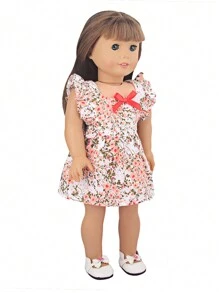 Robe à fleurs sans manches de 18 pouces pour poupée américaine, accessoires de vêtements de poupée pour enfants (poupée non incluse), vêtements de poupée, accessoires de poupée bébé, accessoires de poupée