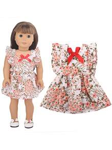 Robe à fleurs sans manches de 18 pouces pour poupée américaine, accessoires de vêtements de poupée pour enfants (poupée non incluse), vêtements de poupée, accessoires de poupée bébé, accessoires de poupée
