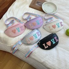 时尚青少年斜挎包，PU皮腰包，适合女孩