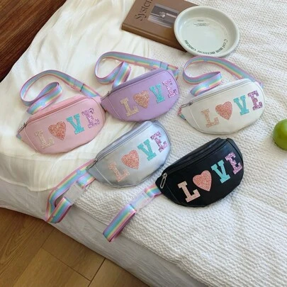 时尚青少年斜挎包，PU皮腰包，适合女孩