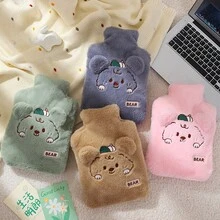 1 件可爱狗狗设计热水袋，2000 毫升厚可拆卸暖袋，用于缓解疼痛、肌肉痉挛、手脚暖袋，适合送给家人和朋友的冬季生日和圣诞节礼物 - 彩色 - 查看 1