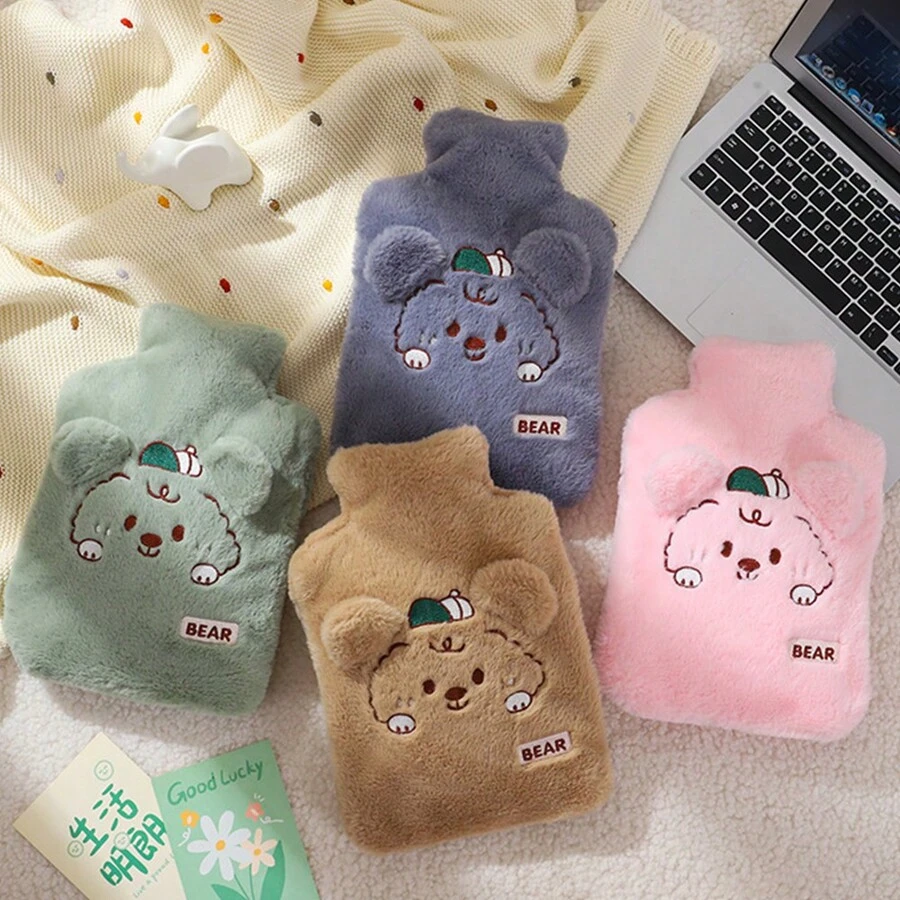 1 件可爱狗狗设计热水袋，2000 毫升厚可拆卸暖袋，用于缓解疼痛、肌肉痉挛、手脚暖袋，适合送给家人和朋友的冬季生日和圣诞节礼物 - 彩色 - 查看 1