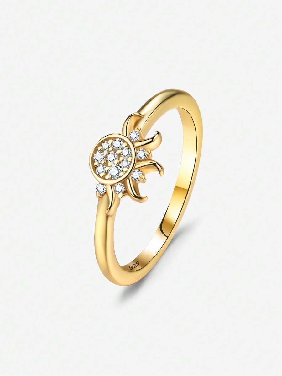 1 件扭曲太阳戒指，镶有水钻，女士结婚戒指，女孩订婚戒指，永恒戒指，精美女士珠宝礼物 - 扭動太陽 - 查看 1