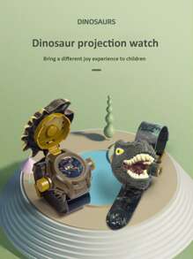 1pc Triceratops Light Projection Kids Watch Time Cool Transforming Watch The Best Choice For Halloween, Christmas Holiday Gifts