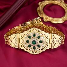 1piece Elegant Morocco Caftan Belt Metal Arabesque Buckle Women Dress Ornament Summer, School Fall, Autumn, Halloween - Classic Moroccan Belt - View 3