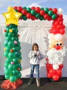 Conjunto de 62/124/41 globos para fiesta de Navidad, incluye globos de látex de Papá Noel rojos y globos de látex de árbol de Navidad con estrellas doradas, para arco, columna, decoración navideña de cuento de hadas, decoración del ambiente de Papá Noel, decoración interior y exterior, Año Nuevo, cumpleaños, Halloween, decoración de Halloween