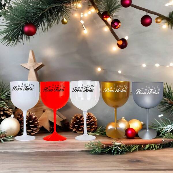 Kit com 10 Taças de Gin Personalizadas Boas Festas 580ML natal ano novo reveillon