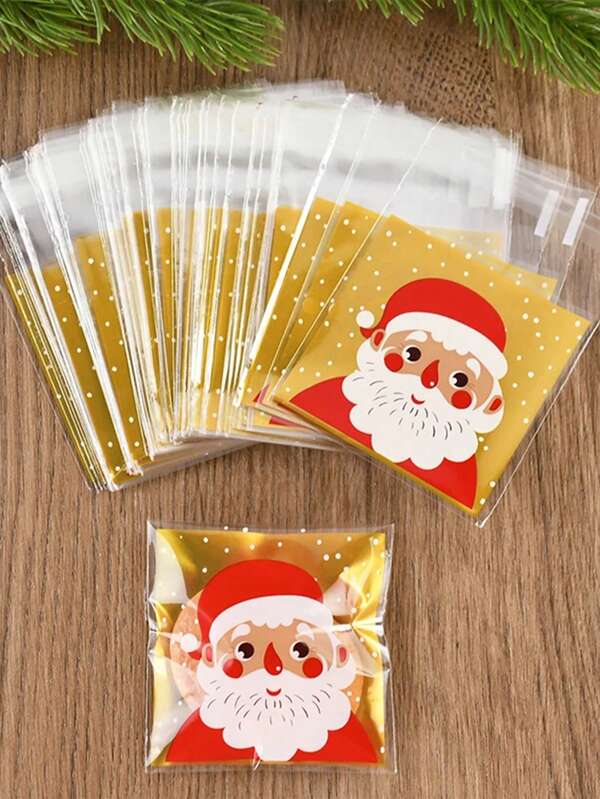 100pcs Christmas Cookies Candy Bag Self-Adhesive DIY Snowflake Puff Candy Packaging Bag Suitable As A Snack Biscuit Sealing Organization For Christmas Parties And Family Gatherings Christmas Gifts Merry Christmas Christmas Eve Christmas Party Christmas Christmas Decorations Christmas Pajamas Christmas Gifts Christmas Decor