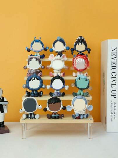 1 件木制阶梯式展示架，多层木制阶梯式活动人物香水化妆品收纳架