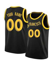 Áo bóng rổ thêu tên và số theo phong cách bạn trai dành cho nam cổ tròn màu đen không tay cá nhân hóa cho tiệc tùng, tập luyện, thi đấu, thể thao tự làm size-xl - màu đen - Xem 2