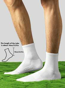 5 Pairs Men's Mid-Calf Socks, Cushioned Sole, Odor Resistant, Breathable For Daily Wear