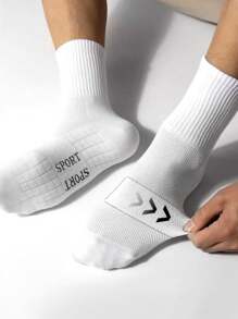 5 Pairs Men's Mid-Calf Socks, Cushioned Sole, Odor Resistant, Breathable For Daily Wear